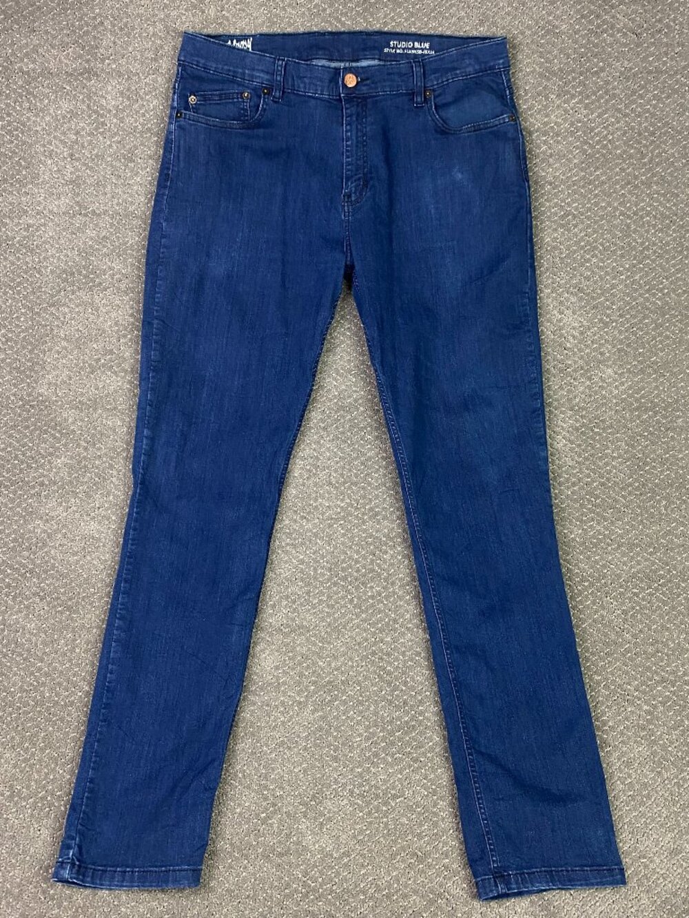 Mugsy Studio Blue Jeans Mens 40x34 Measures 38x34 Stretch Blue Denim FLX3NSB